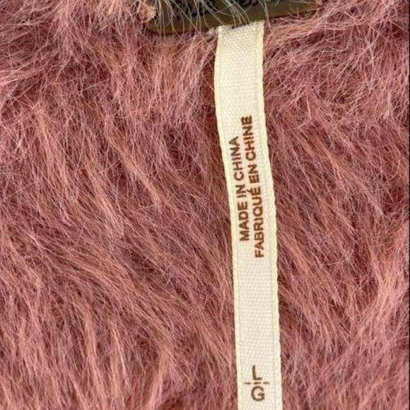 NWOT Free People Cozy Faux Fur Teddy Cardigan in Dusty Rose size L - Picture 3 of 6